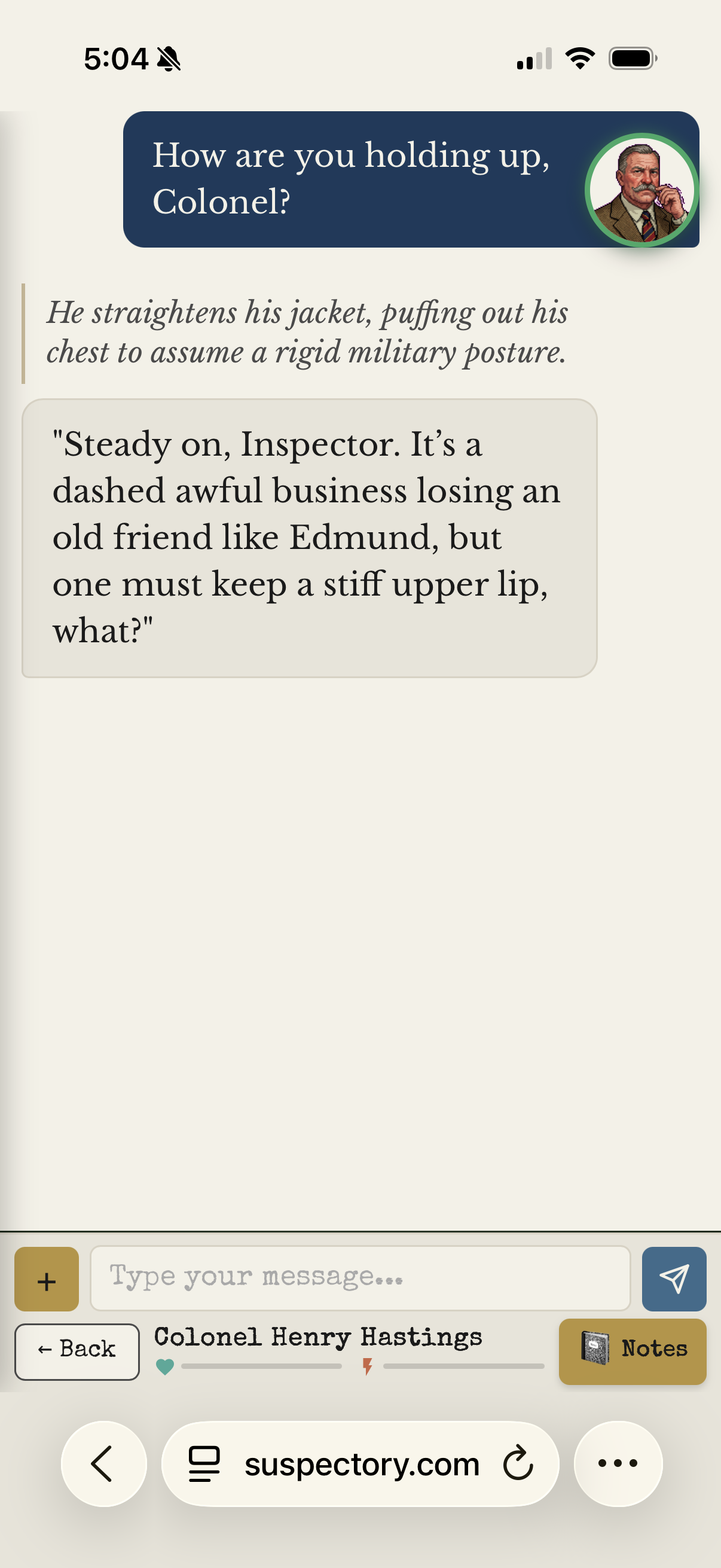 Character interview showing nonverbal cues